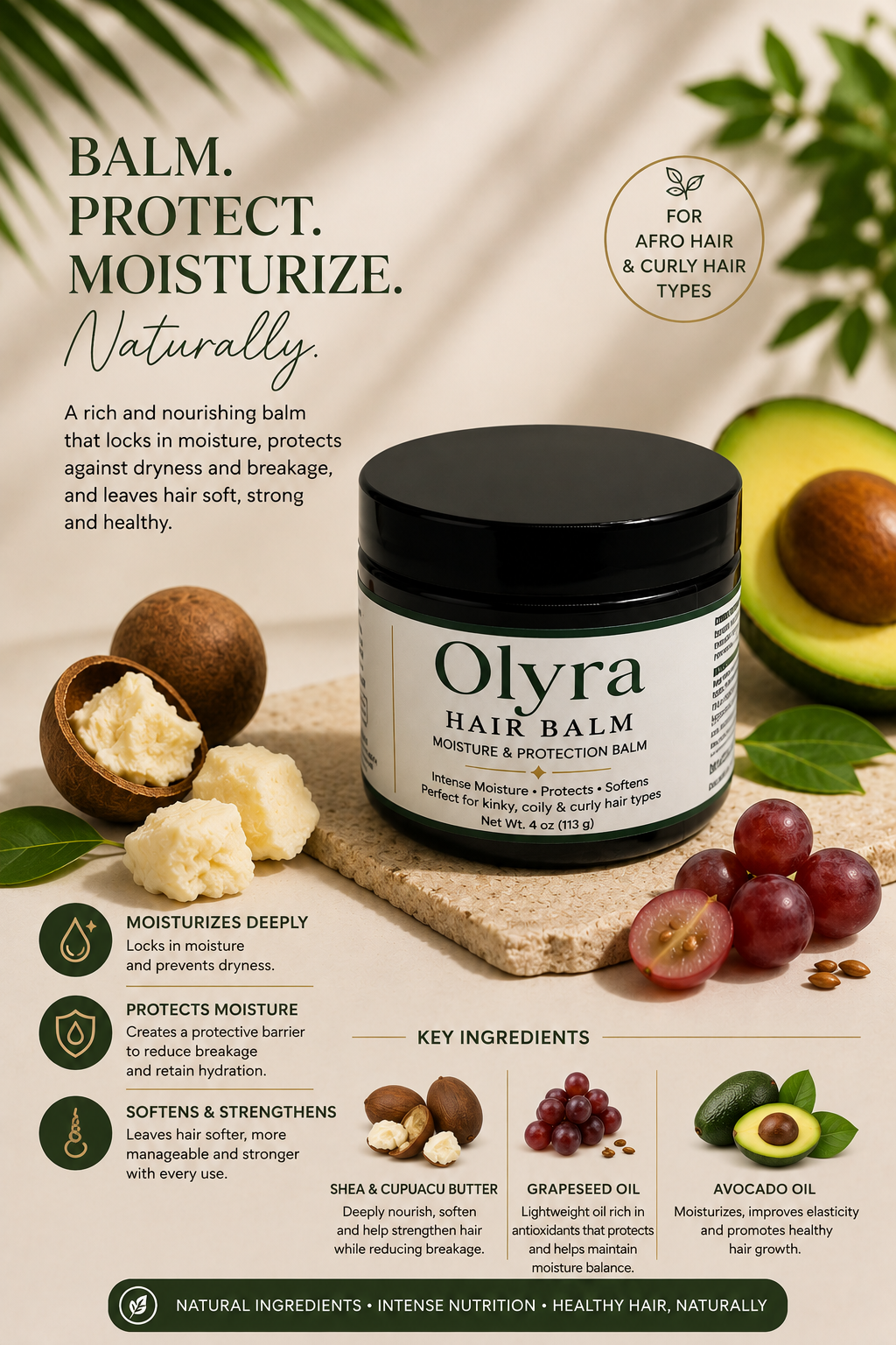 OLYRA Hair Balm by OLIWILLAFRO (4oz)
